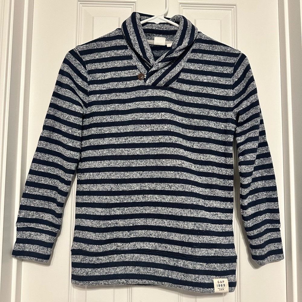 Gap Kid’s Striped Shawl Collar Sweater Size 8